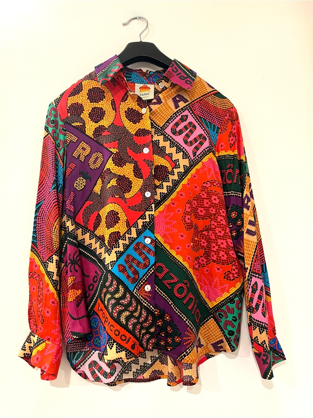 Farm Rio Multicolor Patchwork Print Shirt